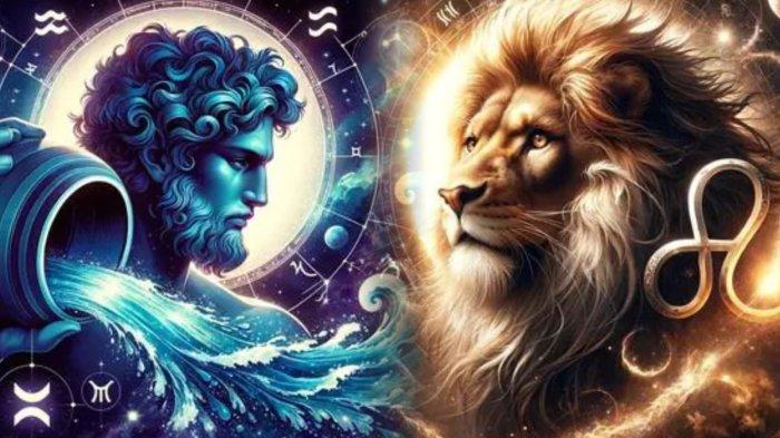 Ilustrasi Simbol Zodiak Aquarius Dan Leo 02