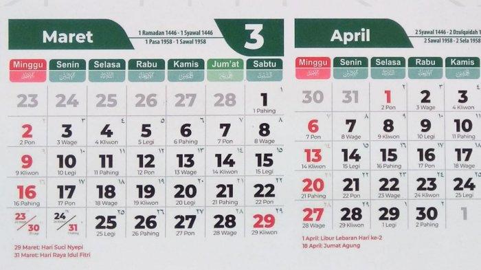20250223 Kalender Maret 2025 Lengkap Tanggal Merah 2