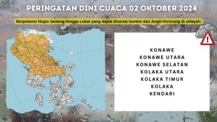 Update Peringatan Dini Potensi Hujan Terjadi Di Sejumlah Wilayah Sulawesi Tenggara 1
